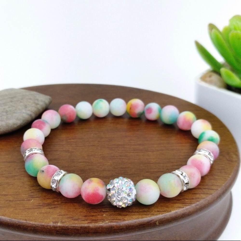 USA made Quartzite beaded women’s stretch bracelet - Picture 4 of 4